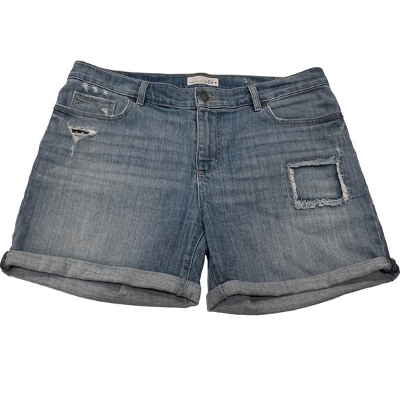 LOFT Women's Relaxed Patch Style Roll Hem Denim Shorts, Medium Wash, 29/8 - Picture 6 of 6